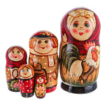 0055231 Матрешка  "ПЕТУХ" 5 мест 16 см