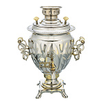 0074183/3л-орех Самовар электрический с ажурными ручками, латунный,3 л