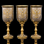 Питейный водочный набор на 3 персоны "Герб РФ". Златоуст