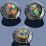 -ЦЛ  лаковая миниатюра ШКАТУЛКА-ракушка "Царевна-лягушка" 8*8*4см Авт.Краснов