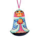 Елочная игрушка шар  "Снегурочка с игрушкой"
