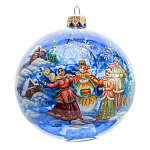 0070089 Лаковая миниатюра Палех ШАР НОВОГОДНИЙ круговая роспись (стекло)