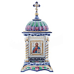 Киот настольный "Господь Вседержитель". Гжель 35х15,5 см