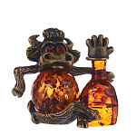 0055919/2-167 Янтарный сувенир СИМВОЛ ГОДА 2021г  БЫК C БУТЫЛКОЙ