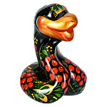 100234 Хохлома СИМВОЛ ГОДА 2025 "ЗМЕЯ" черная  ок.6,5*9,5*7см керамика