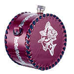 Фляга круглая 1 л в кожаном футляре "Рыбы"