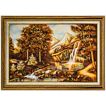 Картина янтарная "Водопад в лесу" 60х40 см