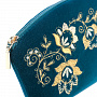 Косметичка бархатная "Весеннее настроение". Морская волна с золотой вышивкой, фотография 3. Интернет-магазин ЛАВКА ПОДАРКОВ