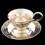 0048076-121,2 Серебро 875* КОФЕЙНАЯ ПАРА гравировка, чернение серебра 121,2