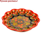 0063626  Хохломская роспись ПАСХАЛЬНИЦА "КЛУБНИЧКА" 12 яиц черный фон красный кант