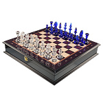 Шахматный ларец с хрустальными фигурами 47х47 см