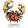 Брошь с янтарем "Знак Зодиака Рак", фотография 2. Интернет-магазин ЛАВКА ПОДАРКОВ