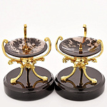  Нат.камень Набор подсвечников "Орхидея"  003 042 Обсидиан