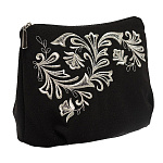 Косметичка с вышивкой "Морозный узор". Черная