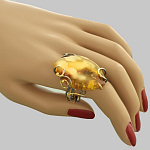 7200852/королевский янт. сред. вес 8-9гг  Серебро 925* КОЛЬЦО вст.Янтарь р/п