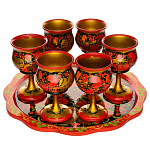 4281-бокал  Хохлома БОКАЛ ВИННЫЙ К НАБОРУ ок.15*7см