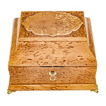 0080336 Нат.дерево ЛАРЕЦ "Миниатюрный с накладкой и ключем" 24*19*17,5см Карельская береза