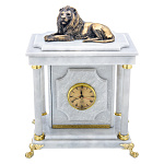00601131 Нат камень Часы - Сейф "ЛЕВ" Белый мрамор