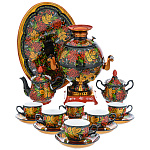 0072736 Самовар электрический+Сервиз на 6 персон "РЯБИНА" 5 л овал поднос