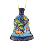 0048200/8см КОЛОКОЛЬЧИК лаковая миниатюра Холуй"НОВОГОДНИЙ" в футляре