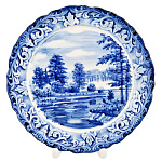 Тарелка декоративная с росписью "Лето в деревне". Гжель