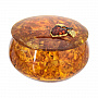 Круглая шкатулка из янтаря "Листик сирени", фотография 2. Интернет-магазин ЛАВКА ПОДАРКОВ
