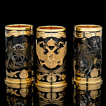 201646 Златоуст НАБОР СТОПОК БОРОДИНО, золочение,эмаль,,в ПУ