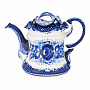 Чайник "Утро №2" средний. Гжель, фотография 4. Интернет-магазин ЛАВКА ПОДАРКОВ