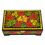 0073601 Хохлома Шкатулка музыкальная С0423 Р7 ПТИЦА РЯБИНА КФ