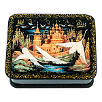 202953 Художественная роспись ШКАТУЛКА "РУССКИЙ СЕВЕР" 10*7*3,5 см черн небо