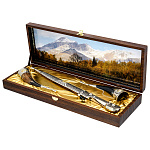 0090164 Кавказский  подарочный (МАЛЫЙ)  НАБОР КИНЖАЛ,2,РОЖКА