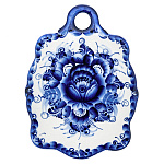 0012954-Вр Гжель Доска разделочная "ЦВЕТЫ"  кобальт