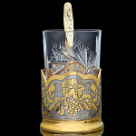  Златоуст ПОДСТАКАННИК украшенный "ВИНОГРАД" в футляре (01803)