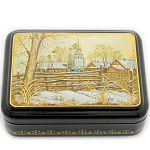 0019141 Лаковая миниатюра Шкатулка "ЗИМА СКОРО" 13*9см Авт.Дмитриев (796)