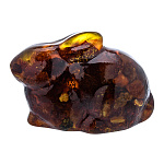 0069797 Янтарь Скульптура КРОЛИК-4 сидит  темн