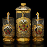 Чайный набор с френч-прессом "Герб РФ". Златоуст