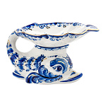 0063590 Гжель МЕНАЖНИЦА-ИКОРНИЦА "ДЕЛЬФИН" кобальт в золоте 18*14*10см