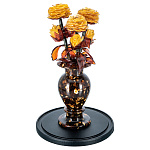 0053989-НП/3  Янтарь, Ваза Янтарь h=37см d-10см Сувенир "БУКЕТ РОЗЫ С БУТОНАМИ В ВАЗЕ "  37*20*25см