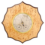 Метеостанция настенная с барометром из карельской березы "Роза ветров"