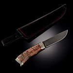 0052639 Оружие сувенирное Нож "Рысь" булат ,рук-дерево, ножны кожа