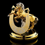 0026816/Фр Златоуст Сувенир "Подкова на удачу/НА СЧАСТЬЕ" Нефрит Позолота 