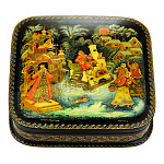 0065089-13*13см  Лаковая миниатюра Палех Шкатулка"ЕМЕЛЯ" Критов