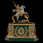 00372941сш/3201262  Натуральный поделочный камень ЧАСЫ каминные"Г.ПОБЕДОНОСЕЦ" 310*135*380мм 