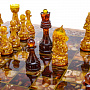Шахматы в ларце с инкрустацией из янтаря и янтарными фигурами, фотография 5. Интернет-магазин ЛАВКА ПОДАРКОВ
