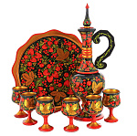 23451/ Хохлома НАБОР Винный/водочный 8пр.графин/6 рюмок