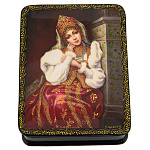 0078142 ШКАТУЛКА с росписью "ЖЕНСКИЙ ПОРТРЕТ"13*10*3,5 см 