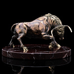 0057394  Бронза Скульптура на подставке "Бык" 22*16*14см Яшма