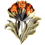 0051008/2031.4 Брошь Цветок (коньячный)