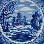 Тарелка сувенирная настенная "Зима в деревне". Гжель, фотография 2. Интернет-магазин ЛАВКА ПОДАРКОВ