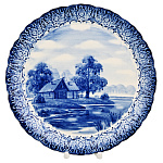 Тарелка декоративная с росписью "Лето в деревне". Гжель